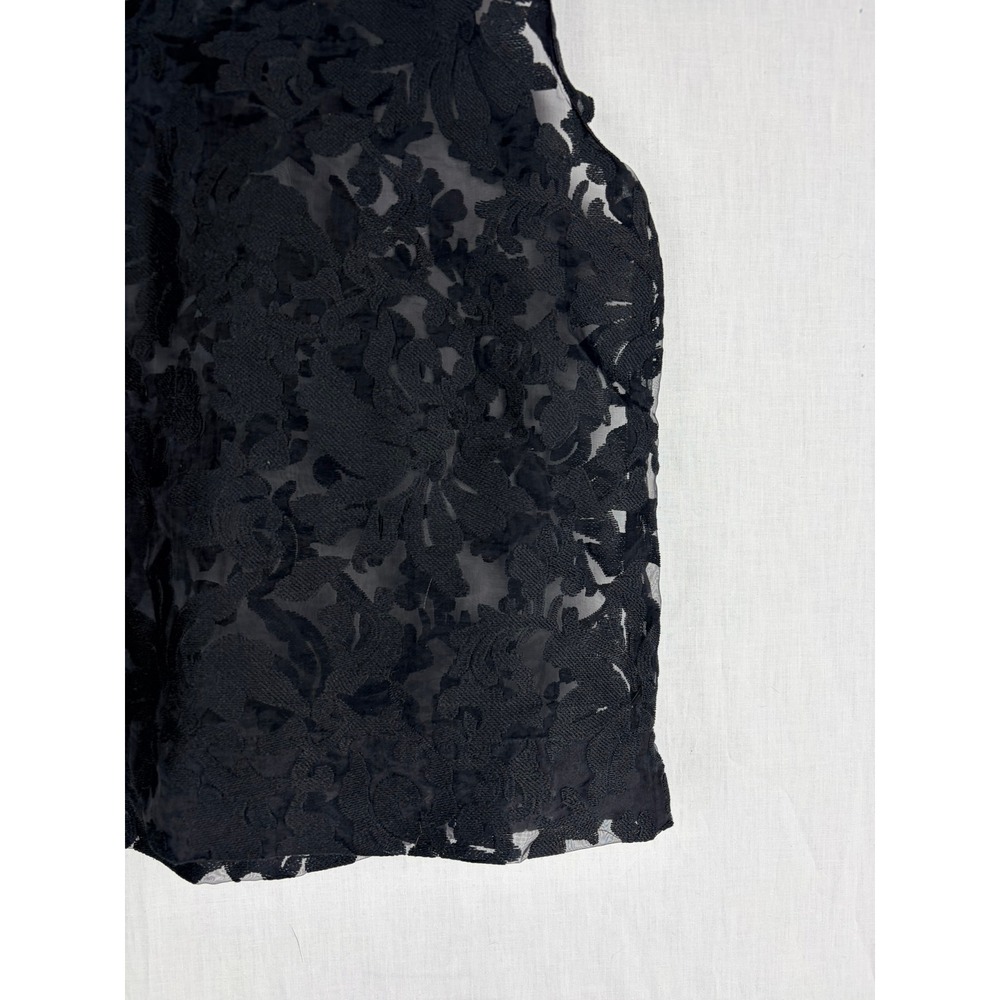 Banana Republic Womens Black Floral Lace V-Neck Sleeveless Shell M Top Sheer - Picture 6 of 13